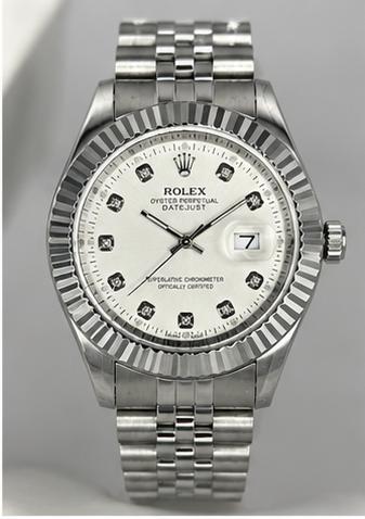 Silver Rolex Oyster Datejust Stainless Steel Watch for Men – Heavy Quality, Waterproof, Luminous Display, Date Function