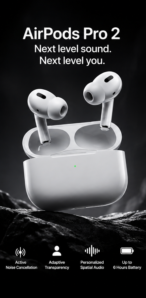 AirPods Pro 2 ANC (USB-C) Control In-Ear Hi-Fi Stereo Earbuds with Charging Case