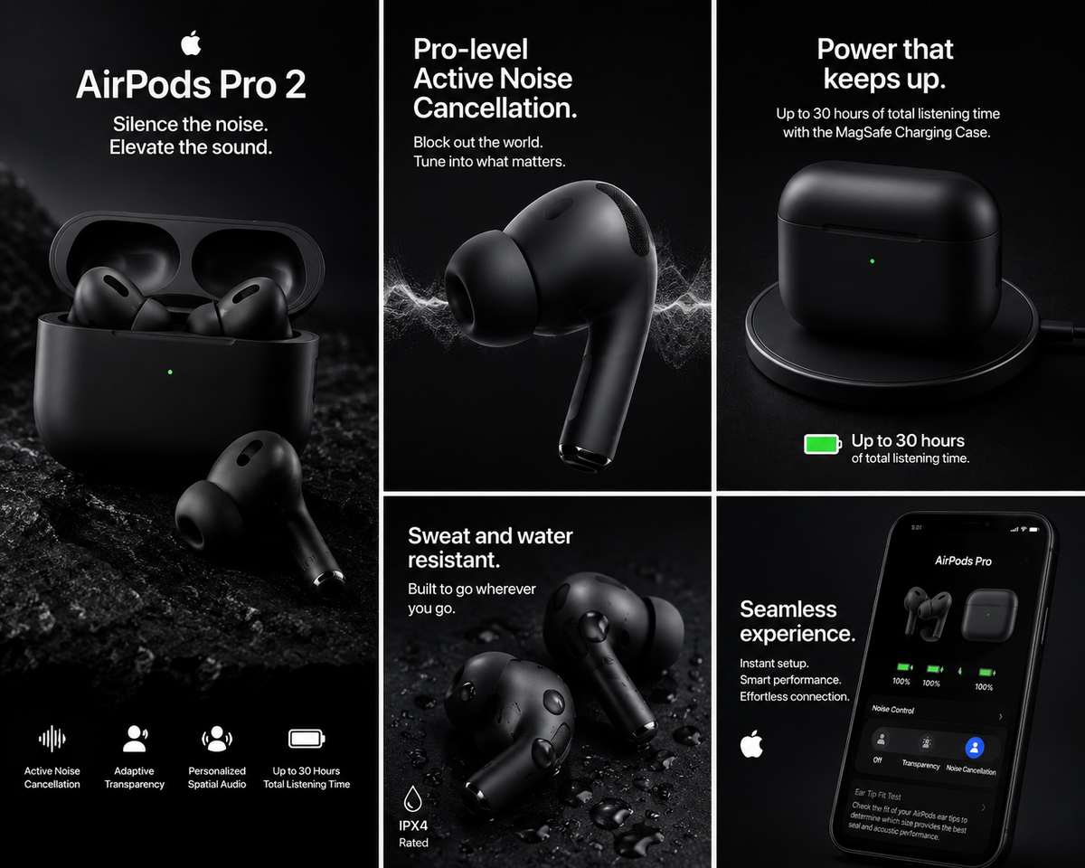 AirPods Pro 2 ANC (USB-C) Control In-Ear Hi-Fi Stereo Earbuds with Charging Case