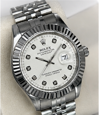 Silver Rolex Oyster Datejust Stainless Steel Watch for Men – Heavy Quality, Waterproof, Luminous Display, Date Function